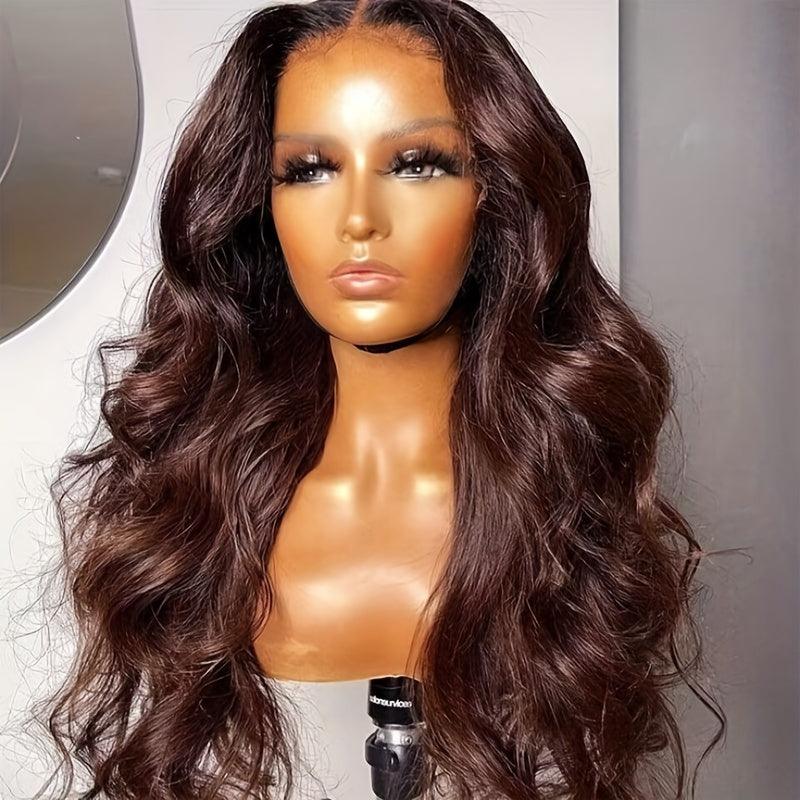 Dark Brown | Body Wave | Lace Front Wig 13X6X1 | Brazilian | Human Hair | Pre Plucked T Part | Lace Area: 13*6*1 | Density: 150% - Womenesyé