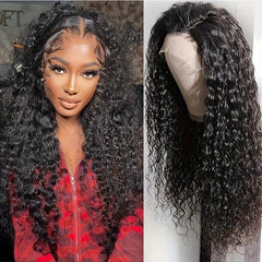 Black | Water Wave | Premium HD Lace Front Wig | Human Hair | Natural Hairline | Lace Area: 13x4 | Density: 180% - Womenesyé