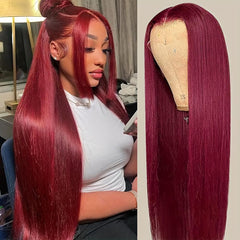 Ginger / Red | Straight | HD Lace Front Wig | Human Hair | Lace Area: 13X6 | Density: 180% - Womenesyé