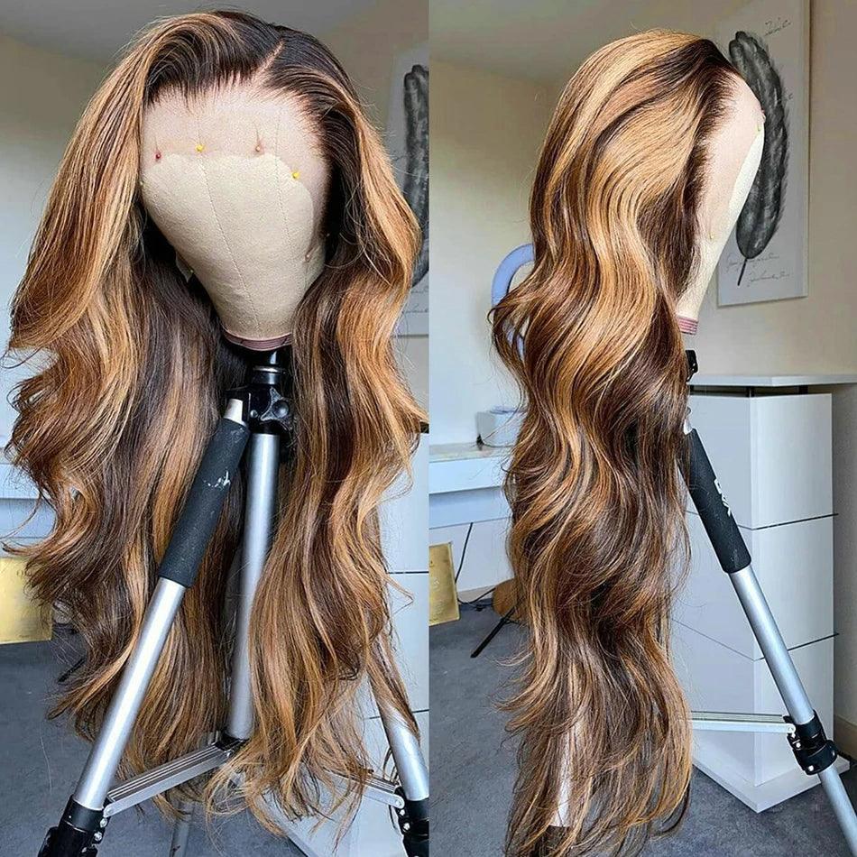 Honey Blonde | Highlight | HD Lace Front Wig | Water Wave | Human Hair | Lace Area: 13X4 | Density: 150% - Womenesyé