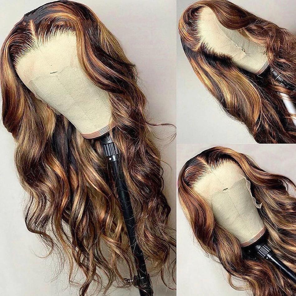 Honey Blonde | Highlight | HD Lace Front Wig | Water Wave | Human Hair | Lace Area: 13X4 | Density: 150% - Womenesyé