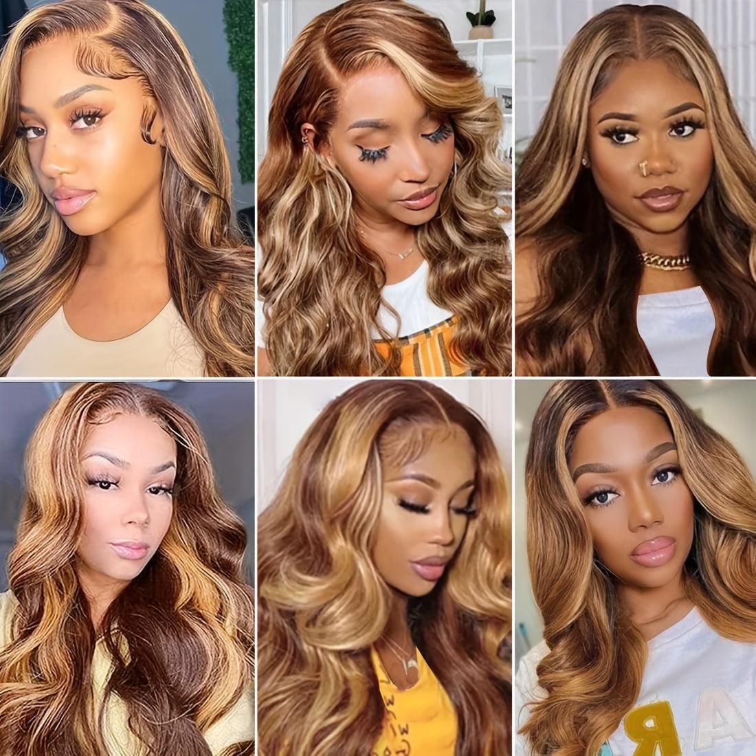 Honey Blonde Ombre | Body Wave |  Highlight |  Human Hair | P4/27 16-30 Inch Brazilian | Lace Area: 13X4  | Density: 150% - Womenesyé