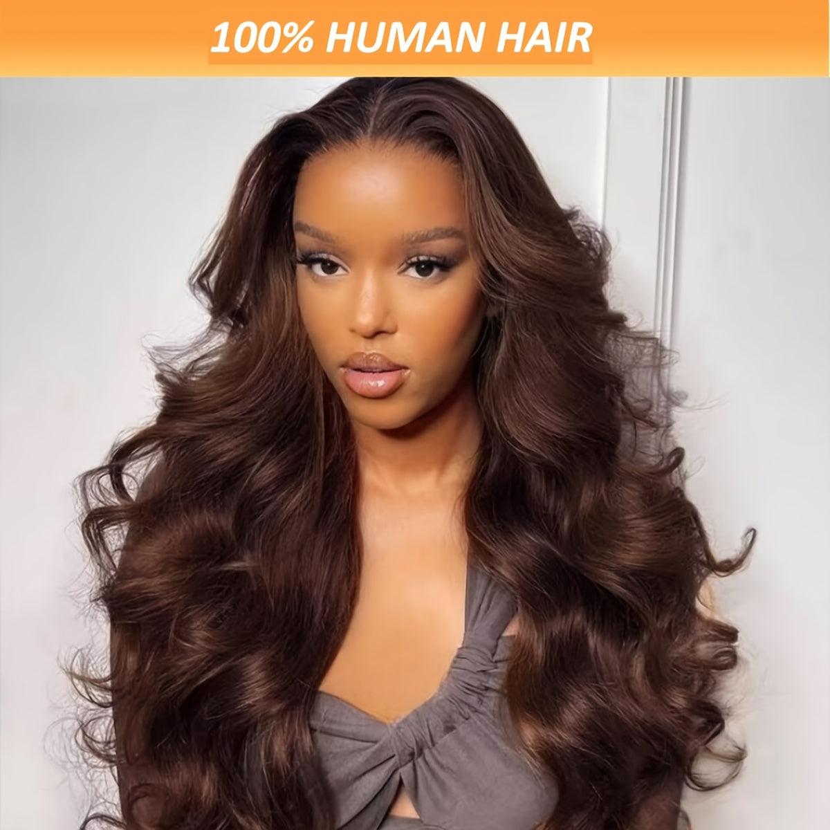 Dark Brown | Body Wave | Lace Front Wig 13X6X1 | Brazilian | Human Hair | Pre Plucked T Part | Lace Area: 13*6*1 | Density: 150% - Womenesyé