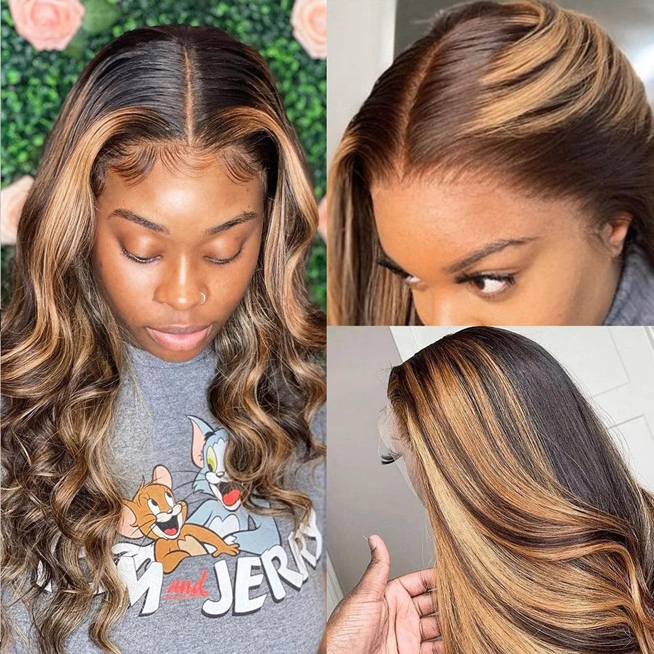 Honey Blonde | Highlight | HD Lace Front Wig | Water Wave | Human Hair | Lace Area: 13X4 | Density: 150% - Womenesyé