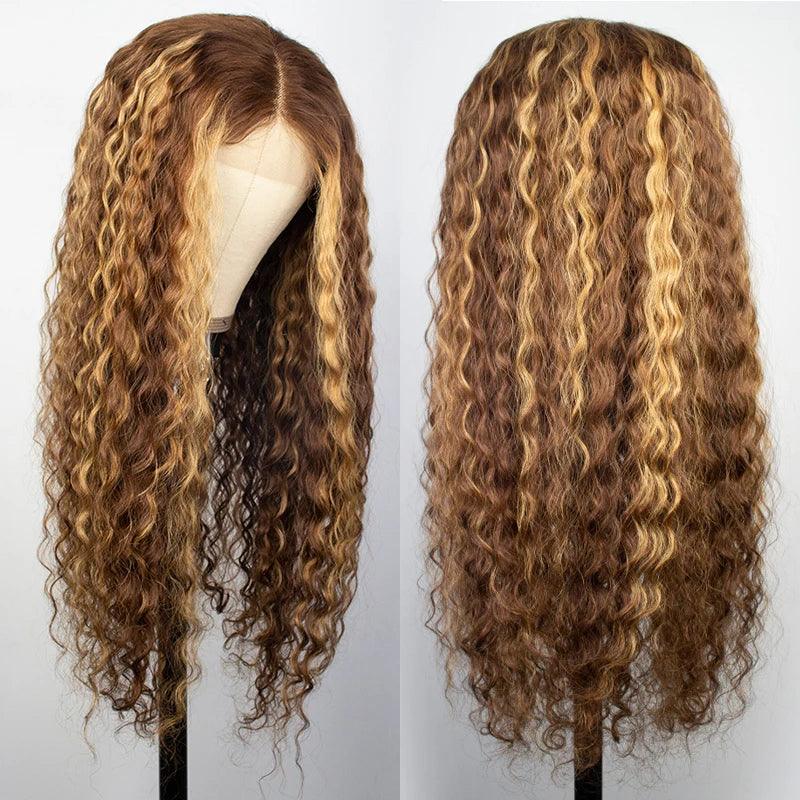 Honey Blonde | Water Wave  | HD Lace Front Wig | Human Hair | Lace Area: 13X4 | Mixed Color | Density: 180% - Womenesyé