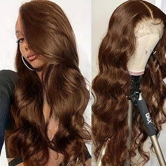 Chocolate Brown | Body Wave | Lace Front | Wig Human Hair | Colored | Lace Area: 13X4 | Density: 150% - Womenesyé