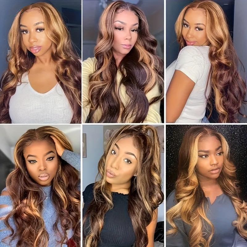 Honey Blonde Ombre | Body Wave |  Highlight |  Human Hair Closure Wig | Lace Area: 4X4  | Density: 150% - Womenesyé