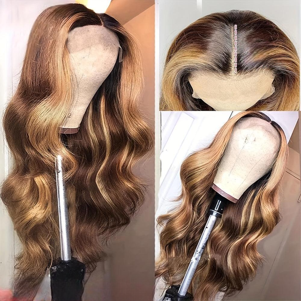 Honey Blonde | Highlight | Body Wave | Lace Front Wigs | 13x6x1 | T Part | Human Hair | Lace Area: 13X6 | Density: 250% - Womenesyé