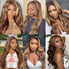 Honey Blonde | Highlight | HD Lace Front Wig | Water Wave | Human Hair | Lace Area: 13X4 | Density: 150% - Womenesyé