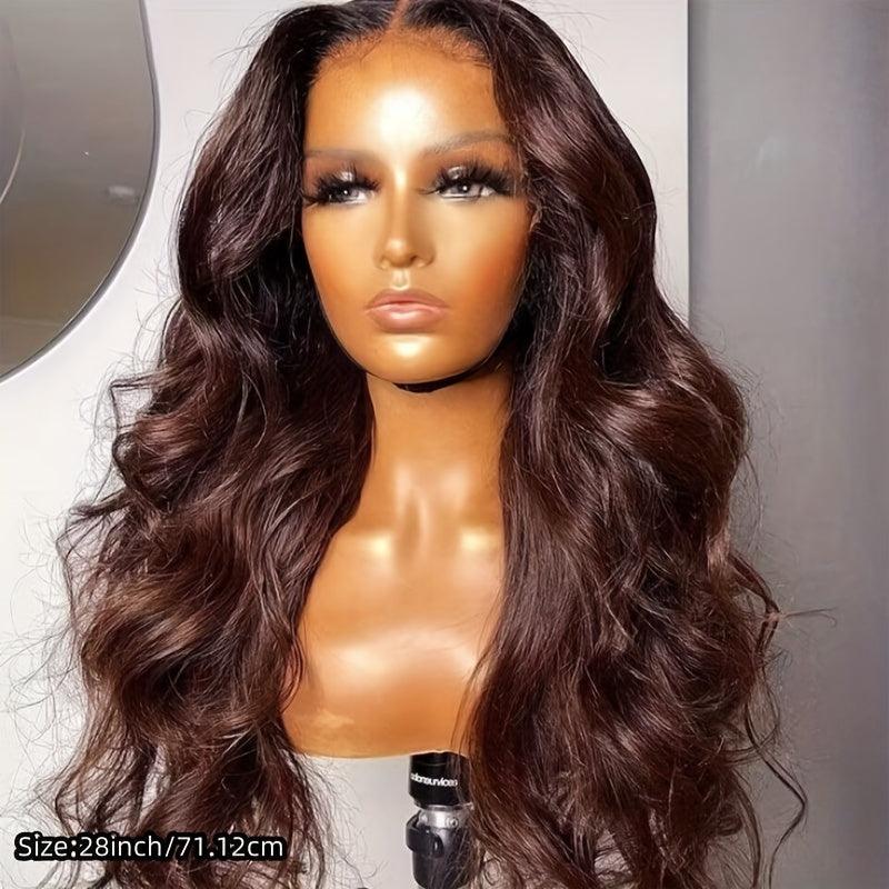 Dark Brown | Body Wave | Lace Front Wig 13X6X1 | Brazilian | Human Hair | Pre Plucked T Part | Lace Area: 13*6*1 | Density: 150% - Womenesyé