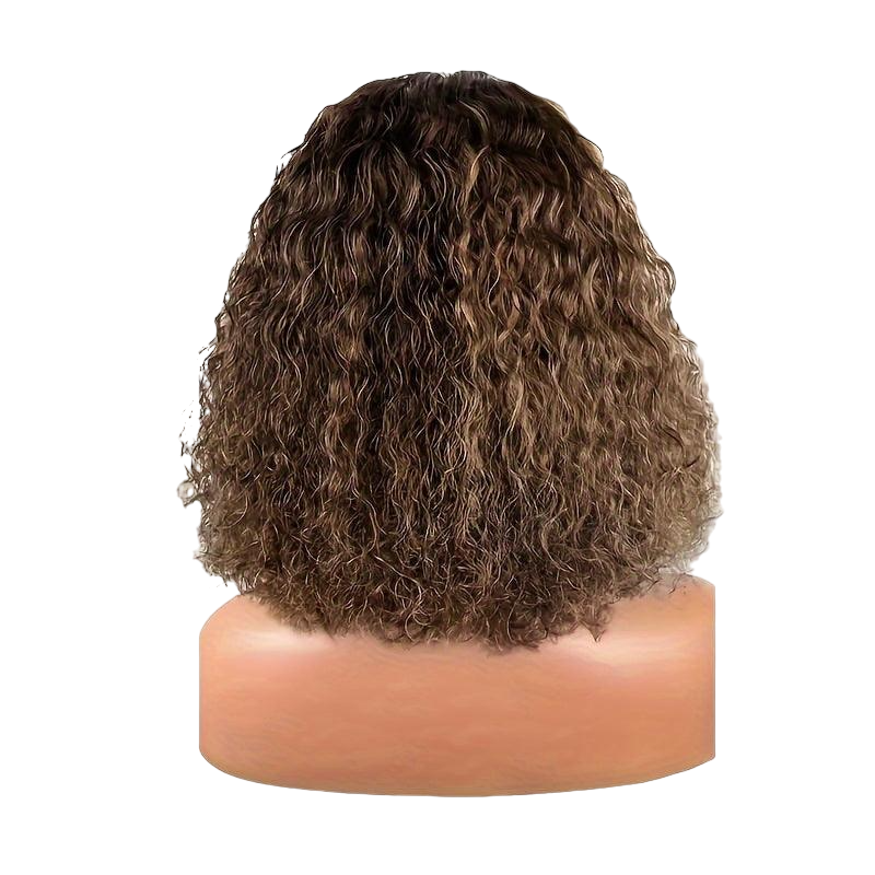 Ombre Brown Deep Blonde | Highlight Deep Curly | Human Hair | Wig 13X6X1 | 4/27 Ombre Brown | T Part | Luxury Lace Front Wigs | Lace Area: 13X6X1 | Density: 150%