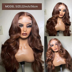 Chocolate Brown | Body Wave | Lace Front | Wig Human Hair | Colored | Lace Area: 13X4 | Density: 150% - Womenesyé