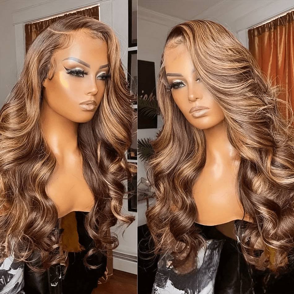 Honey Blonde Ombre | Body Wave |  Highlight |  Human Hair | P4/27 16-30 Inch Brazilian | Lace Area: 13X4  | Density: 150% - Womenesyé