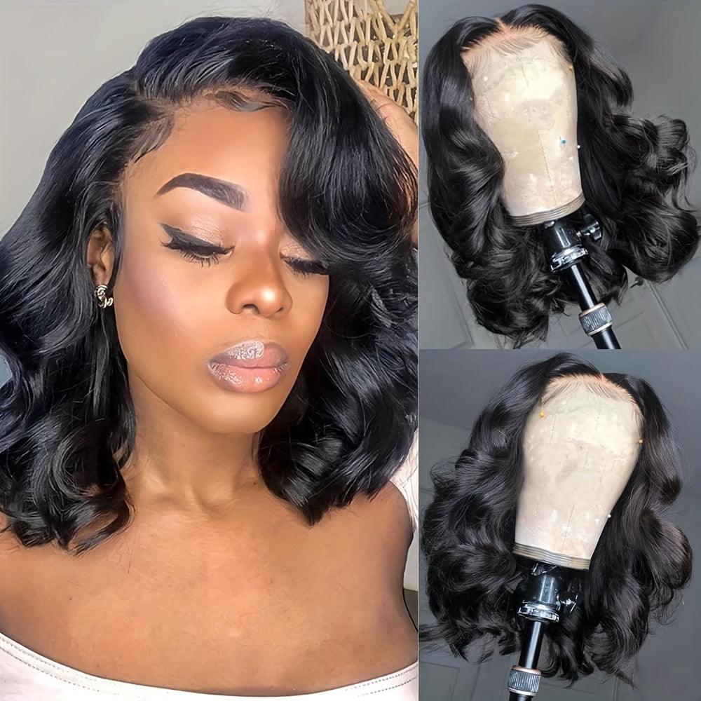 Black | Bob Wig | Water Wave  | Premium HD Lace Wig | Human Hair | Lace Area: 13X4 | Density: 180% - Womenesyé