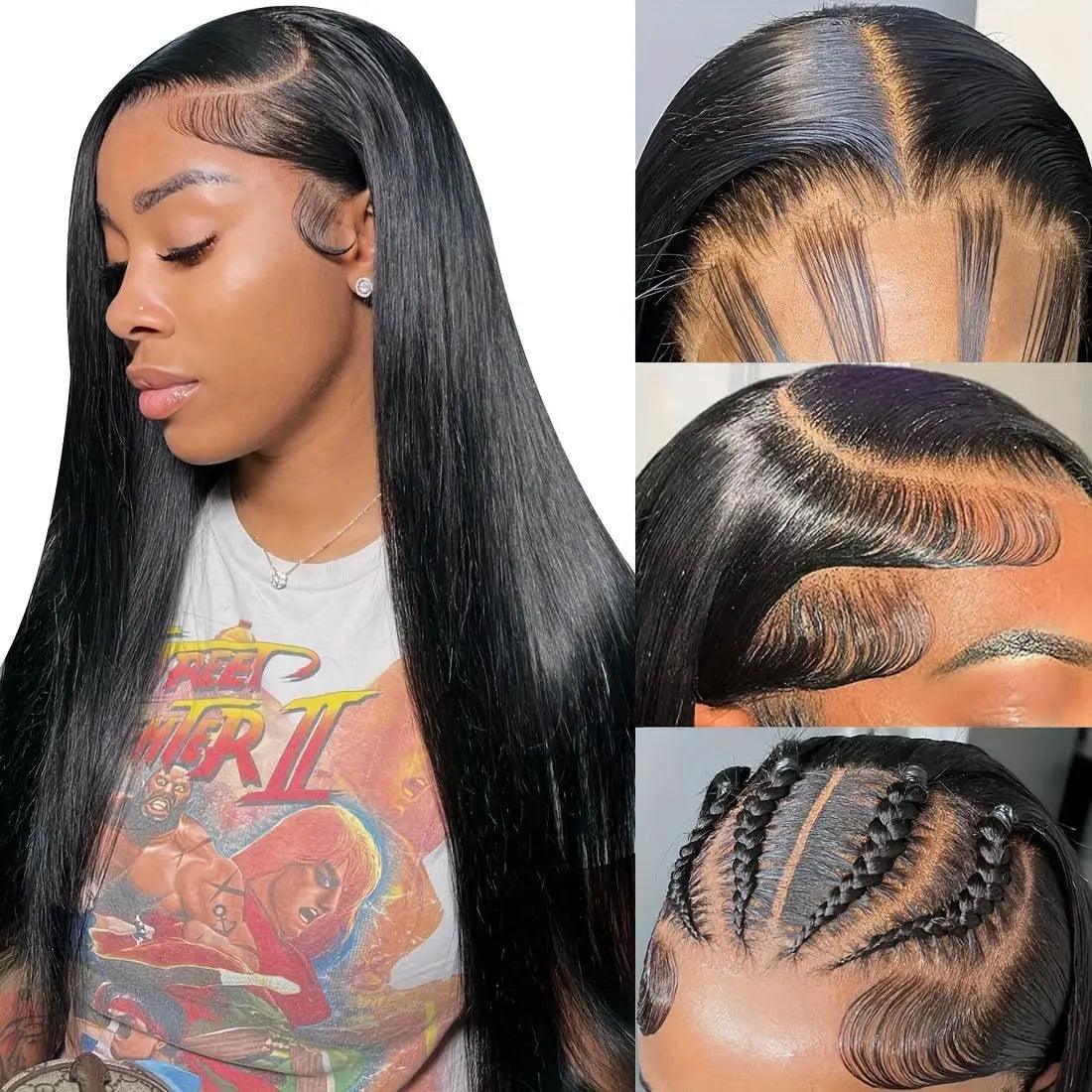 Black | Straight | HD Lace Front Wig | 13 x 6 | Human Hair | Pre Plucked With Baby Hair | 150% Density - Womenesyé