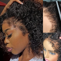 Black | 4C Curls | HD Lace Front Wig | Lace Area: 13X4 | Glueless | Human Hair | Density: 180% - Womenesyé