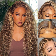 Ombre Honey Blonde | HD Lace Front Wig | Water Wave | Lace Area: 13X4 | Human Hair | Density: 180% - Womenesyé