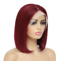 Ginger | Burgundy Red | Bob Wig |Straight | Premium HD Lace Front Wig | Human Hair | Lace Area: 13X4 | Density: 180% - Womenesyé