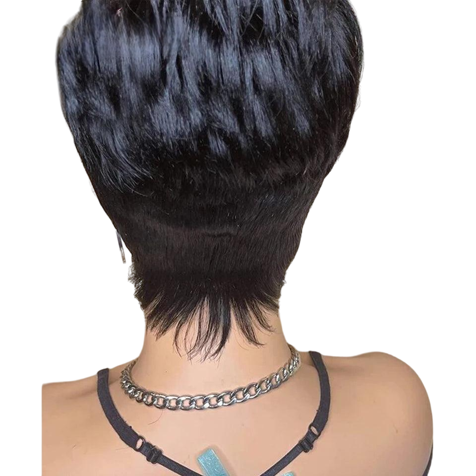 Black | Short Pixie | Cut Remy Human Hair | Wigs Ready To Wear Glueless | Straight | Bob Wig With Bangs - Womenesyé