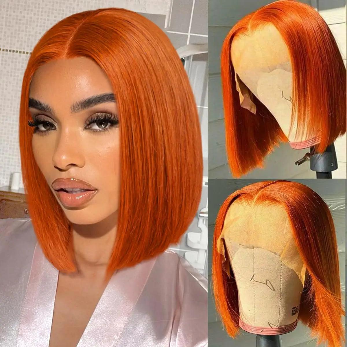 Ginger Bob | Ginger Orange Lace Front Wig | Remy Hair | Human Hair | HD Lace Front Wig | Lace area 13X4 | Density: 150% - Womenesyé