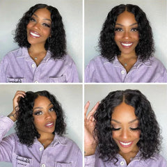 Black | Bob Wig | Water Wave | HD Lace Wig | Human Hair | Lace Area: 4X4 | Density: 180% - Womenesyé