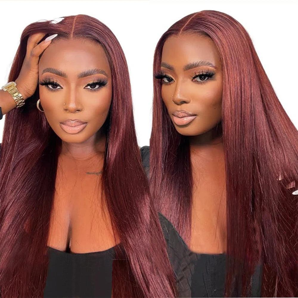 Reddish Brown Bone | Straight | Premium HD Lace Frontal | Human Hair | LaceArea: 4X4 13X6 13X4 | Density: 150% - Womenesyé