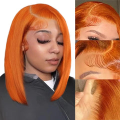 Ginger Bob | Ginger Orange Lace Front Wig | Remy Hair | Human Hair | HD Lace Front Wig | Lace area 13X4 | Density: 150% - Womenesyé