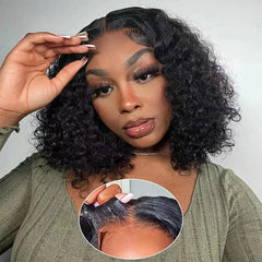 Black | Bob Wig | Water Wave | HD Lace Wig | Human Hair | Lace Area: 4X4 | Density: 180% - Womenesyé