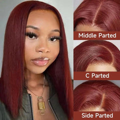 Reddish Brown | Copper Red | Straight |HD Lace Front Wig | Human Hair | Lace Area: 13X4 | Density: 150% - Womenesyé