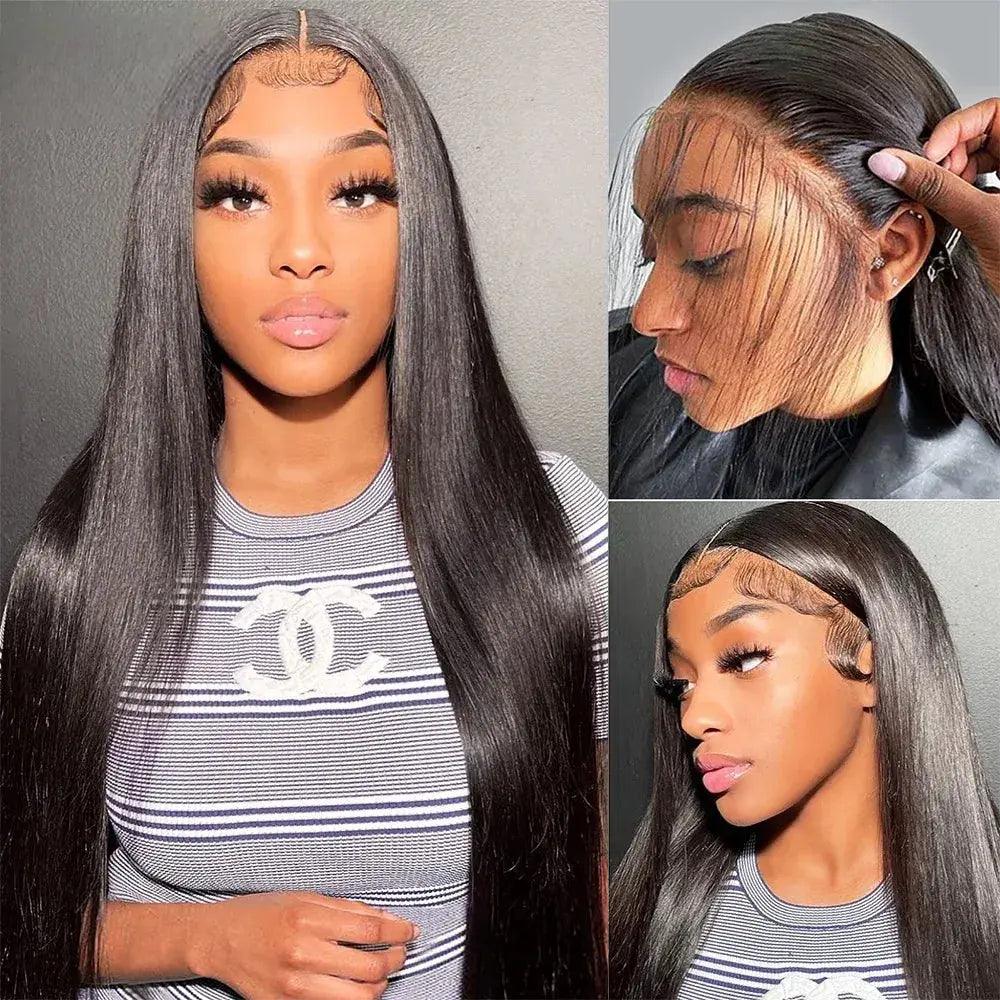 Black | Straight | HD Lace Front Wig | Human Hair | Lace Area: 13X4 | Density: 150% - Womenesyé