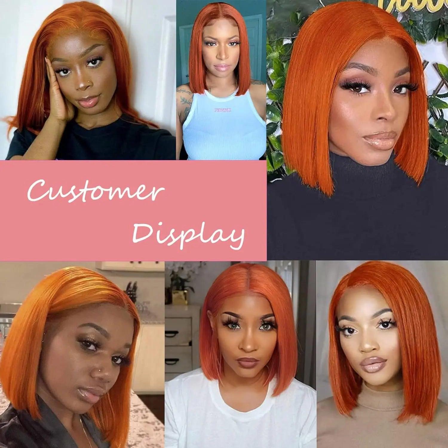 Ginger Bob | Ginger Orange Lace Front Wig | Remy Hair | Human Hair | HD Lace Front Wig | Lace area 13X4 | Density: 150% - Womenesyé