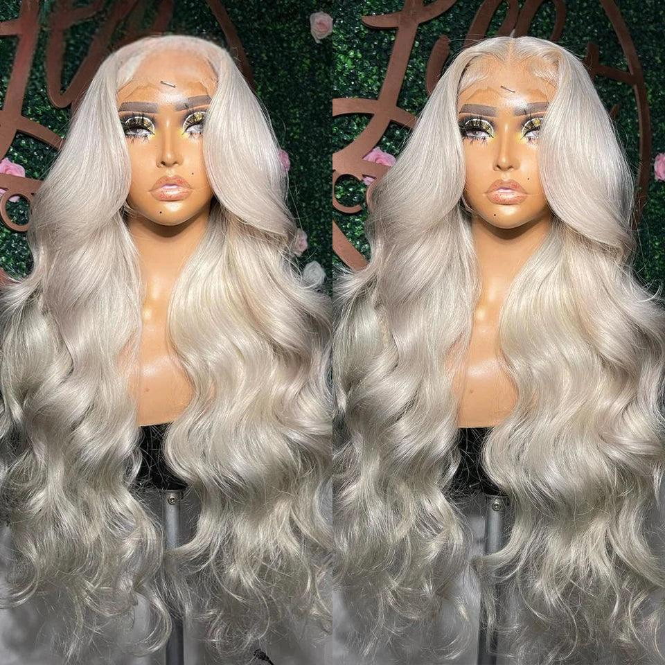 Platinum Blonde | Body Wave | Human Hair | Luxury  HD  Lace Frontal Wig | Lace area: 13X6 13X4 |Density : 150% / 180% - Womenesyé