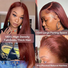 Reddish Brown Bone | Straight | Premium HD Lace Frontal | Human Hair | LaceArea: 4X4 13X6 13X4 | Density: 150% - Womenesyé