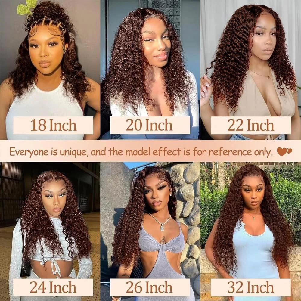 Chocolate Brown |  Curly  | Swiss Lace | Premium HD Lace Frontal | Human Hair | LaceArea: 4x4 13x6 13x4 | Density: 180% - Womenesyé