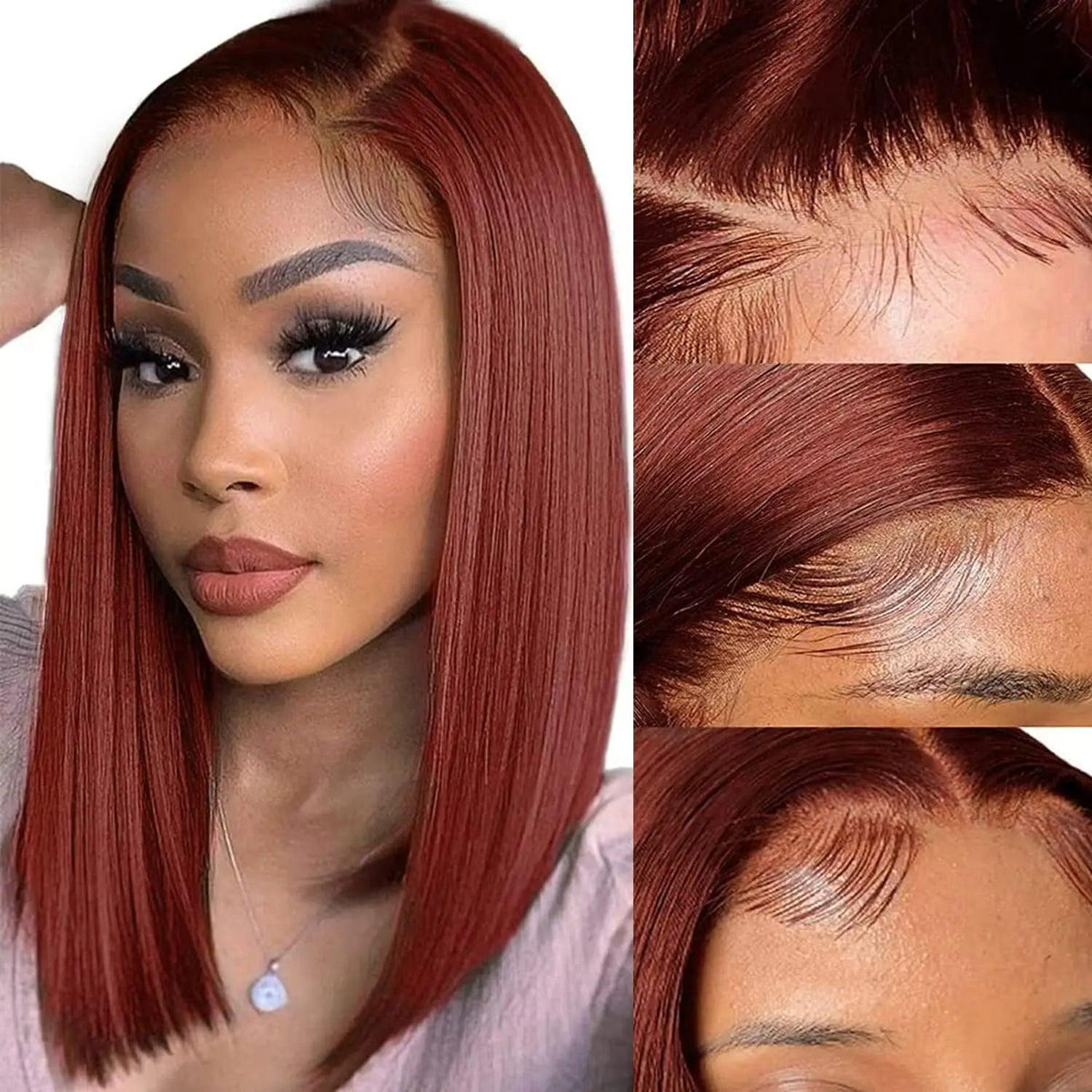 Reddish Brown | Copper Red | Straight |HD Lace Front Wig | Human Hair | Lace Area: 13X4 | Density: 150% - Womenesyé