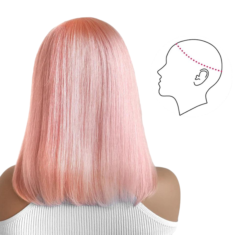 Light Pink | Colored Lace Frontal Wig | Short Pink | Straight Bob | Brazilian Remy | Human Hair | Lace Area 13X5 13X4 | Density: 150% 180% - Womenesyé