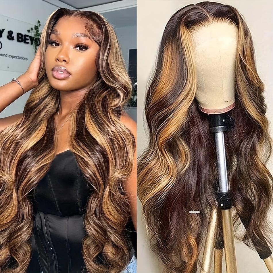 Honey Blonde Ombre | Body Wave |  Highlight |  Human Hair Closure Wig | Lace Area: 4X4  | Density: 150% - Womenesyé