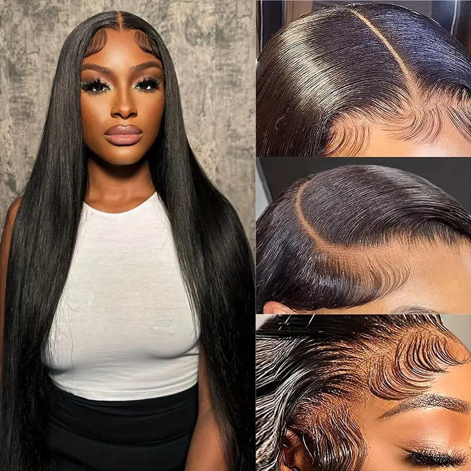 Black | Straight | HD Lace Front Wig | Human Hair | Lace Area: 13X6 | Density: 180% - Womenesyé