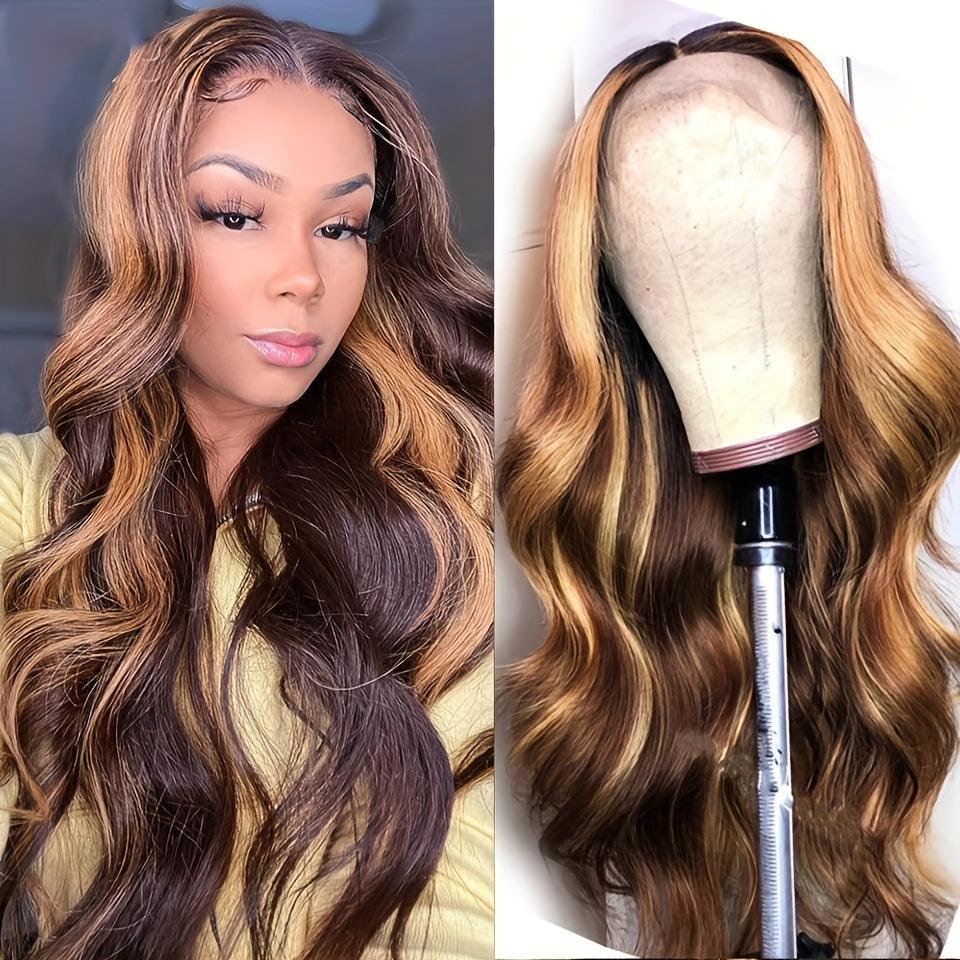 Honey Blonde | Highlight | Body Wave | Lace Front Wigs | 13x6x1 | T Part | Human Hair | Lace Area: 13X6 | Density: 250% - Womenesyé