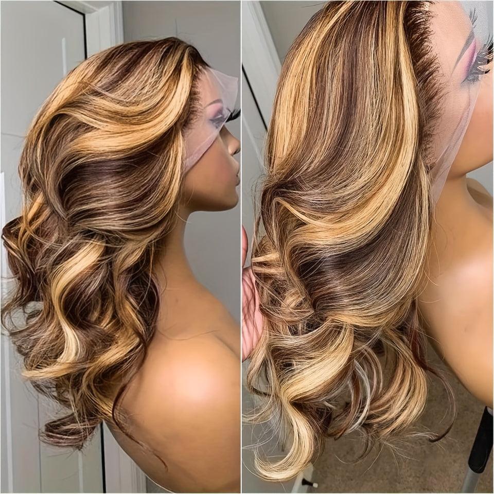 Honey Blonde | Highlight | Body Wave | Lace Front Wigs | 13x6x1 | T Part | Human Hair | Lace Area: 13X6 | Density: 250% - Womenesyé