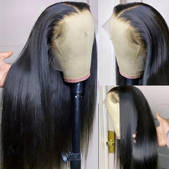 Black | Straight | HD Lace Front Wig | 13 x 6 | Human Hair | Pre Plucked With Baby Hair | 150% Density - Womenesyé