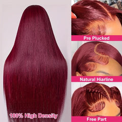 Ginger / Red | Straight | HD Lace Front Wig | Human Hair | Lace Area: 13X6 | Density: 180% - Womenesyé