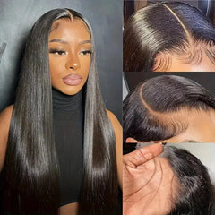 Black | Straight | HD Lace Front Wig | Human Hair | Lace Area: 13X4 | Density: 150% - Womenesyé