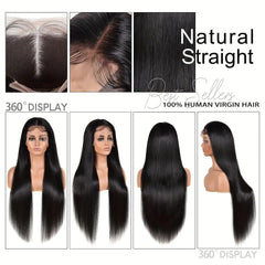 Black | Straight | HD Lace Front Wig | Human Hair | Lace Area: 13X6 | Density: 180% - Womenesyé