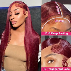 Ginger / Red | Straight | HD Lace Front Wig | Human Hair | Lace Area: 13X6 | Density: 180% - Womenesyé