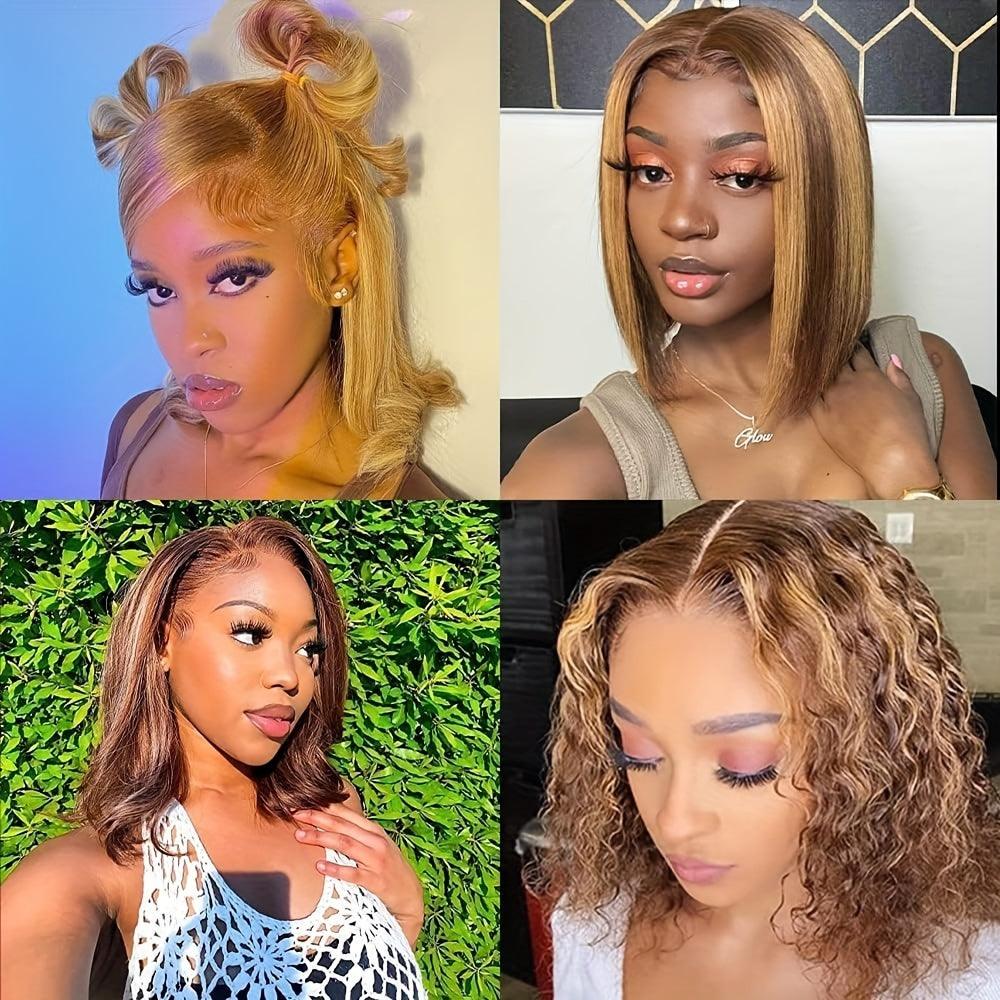 Radiant Honey Blonde Ombre | 4/27 Highlight Bob Wig | Straight 150% | Lace Area: 13X4 | Density: 150% - Womenesyé