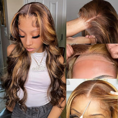 Honey Blonde | Highlight | HD Lace Front Wig | Water Wave | Human Hair | Lace Area: 13X4 | Density: 150% - Womenesyé