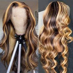 Honey Blonde Ombre | Body Wave |  Highlight |  Human Hair | P4/27 16-30 Inch Brazilian | Lace Area: 13X4  | Density: 150% - Womenesyé