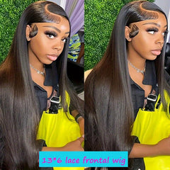 Black | Straight | Luxury HD Lace Front Wig | Human Hair | Lace Area: 13x6 | Density: 250% - Womenesyé