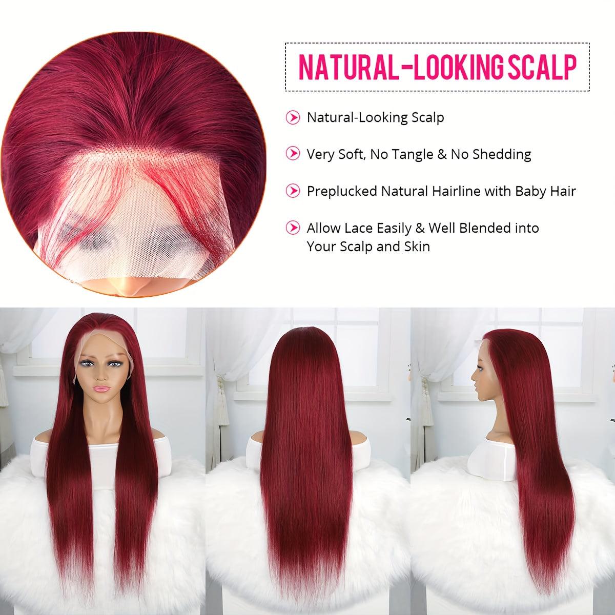 Ginger / Red | Straight | HD Lace Front Wig | Human Hair | Lace Area: 13X6 | Density: 180% - Womenesyé